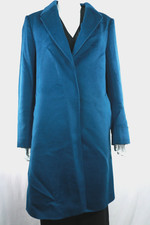 JAEGER Ladies Mid Length Teal 100%  Wool Coat Pockets Lined Size 14