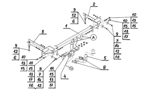 Swan neck tow bar for - swan, vauxhall