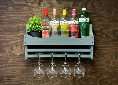 Wine rack grey wooden gin - wine,