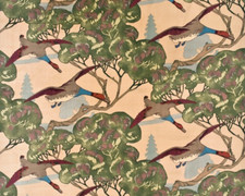 MULBERRY CURTAIN/UPHOLSTERY FABRIC DESIGN Flying Ducks Velvet 2 METRES CAMEL