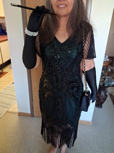 Antique 1920s green with - , black