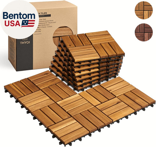 Acacia wood interlocking deck - wood,