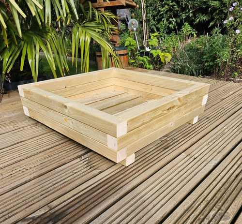 Square wooden planter - wooden, garden