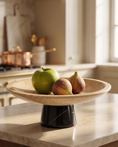 Travertine fruit bowl - travertine,