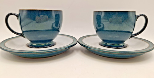 Denby greenwich tea cups pair - tea,