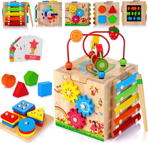 Wooden activity cube - activity,