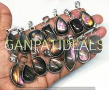 Labradorite Gemstone 10pcs Wholesale Lot 925 Silver Plated Pendants Jewelry