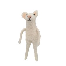 White Wool Felt Mouse 12cm Handmade Decoration | DIY Customisable Craft Ornament