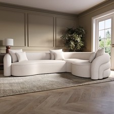 Cream Boucle Right Hand Facing 4 Seater Curved Corner Sofa - Zuri ZRI002