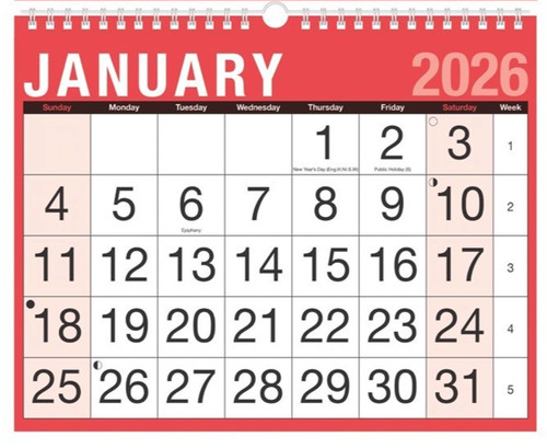 2026 calendar large - calendar, numbers