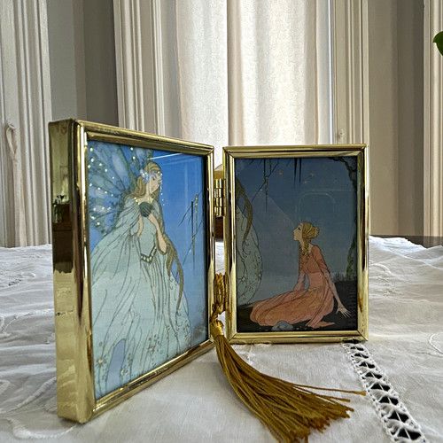 Vintage gold metal hinged - gold,