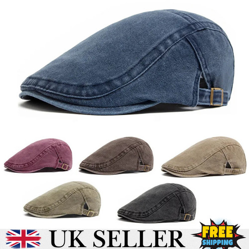 Men flat cap washed - men, newsboy