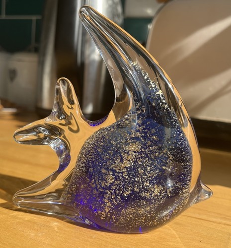 Vintage heavy glass angelfish - glass,