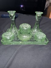 Glass Dressing Table Set Green