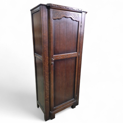 Carved oak fitted wardrobe - oak,
