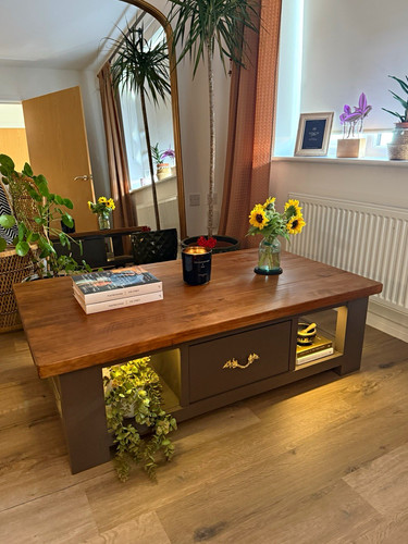 Oak wood coffee table - ,