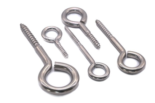 Stainless steel vine - eye, wood