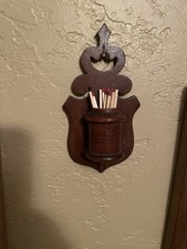 Antique,  Wood Match Holder,  “Variety Bracket Works”,  Southbend IN.  Nice !!
