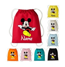 Personalised Mickey Mouse Drawstring Bag, PE Kit/Gym/Swimming School Rucksack