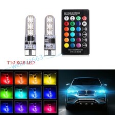 LED 501 Remote Control 5W5 T10 RGB Color Changing Car Wedge Side Light Bulbs SET
