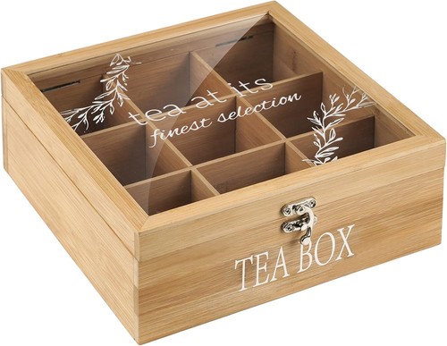 Tea box wooden caddy - wooden,