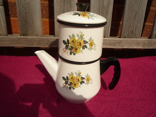 Vintage white enamel filter - enamel,