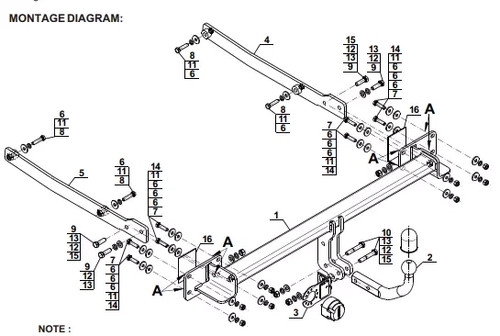Swan neck tow - bar, mercedes