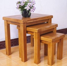 Nest Of 3 Tables Solid Oak