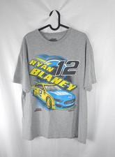 Nascar Mens T-Shirt Ryan Blaney #12 Team Penske Printed Size XL Grey Tee Racing