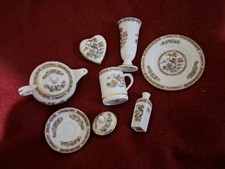 6 Vintage Wedgwood KUTANI CRANE Miniatures Teapot & lid Vases Plate Heart Box