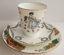 Lomonosov Imperial Bone  China Porcelain Coffee Trio Russian Ballet GISELLE