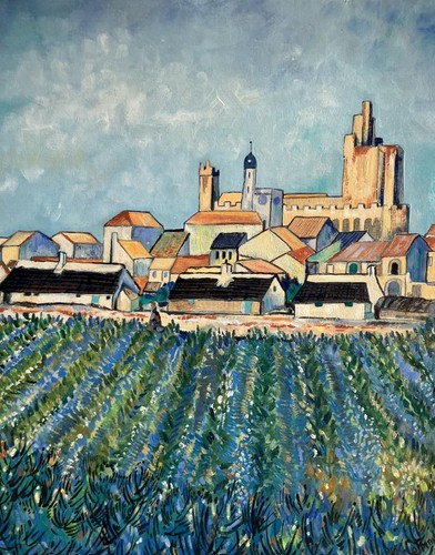 Vintage oil painting - oil, van