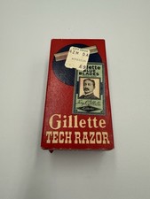 Gillette Tech Razor in Original Box W/Blue Blades NOS Patent #2270388 Dated W-4