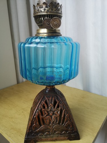 Vintage oil lamp - vintage, turquoise