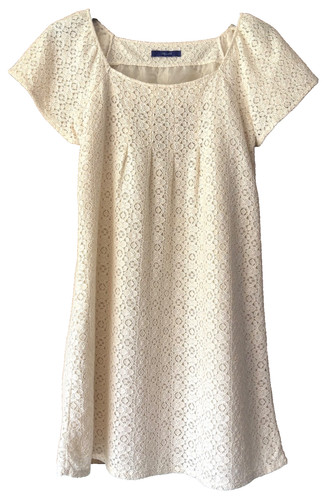 Lace dress cream cotton blend - cream,