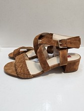 Hogl brown suede leather sandals square heel, size 6.5 , new with box