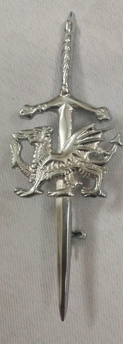 Welsh dragon kilt pin chrome - kilt,
