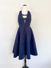 BRONX & BANCO fit & flare scuba dress sz 12, 10 / navy blue stretch formal event