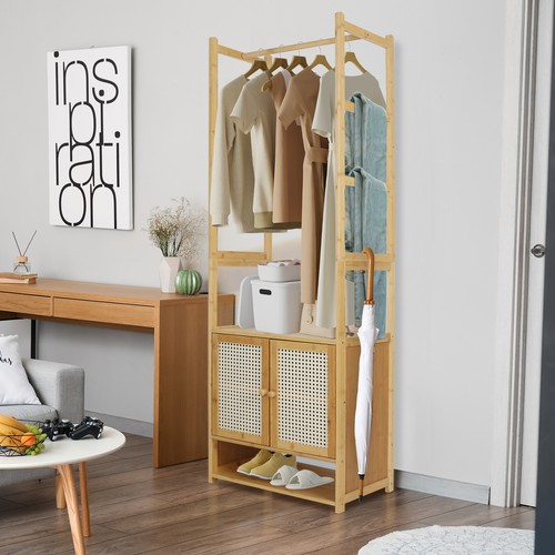 Bamboo coat rack hall tree - 66",
