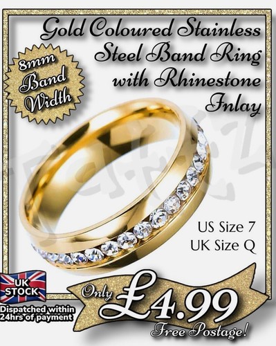 8mm gold stainless steel band - gold,