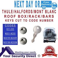 Thule-Halfords-Mont Blanc Roof Rail / Bar / Box Keys Cut to Code 001-200 