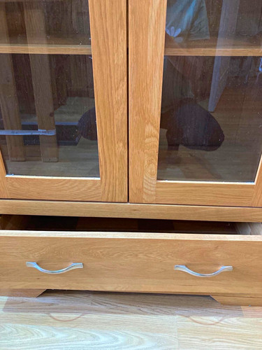 Solid oak display cabinet - solid,
