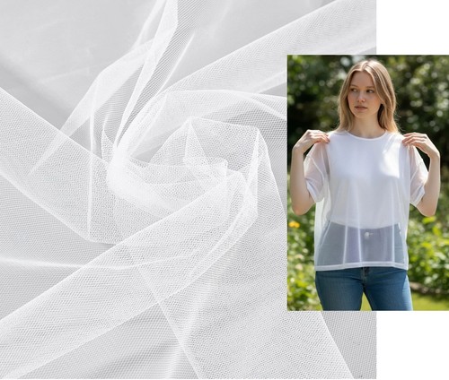 White tulle net fabric mesh - net,