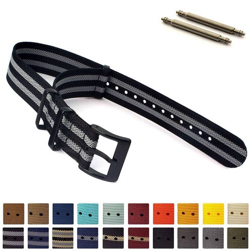 Ribbed nylon nato watch strap - ribbed,
