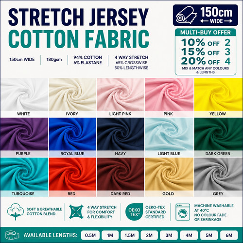 Stretch jersey cotton fabric - stretch,