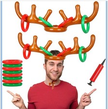 Inflatable Antler Hat Rudolf Reindeer Ring Toss Christmas Party Game