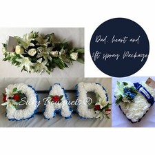 Dad Artificial Silk Funeral Flower Package Tribute Heart Letter Wreath Spray