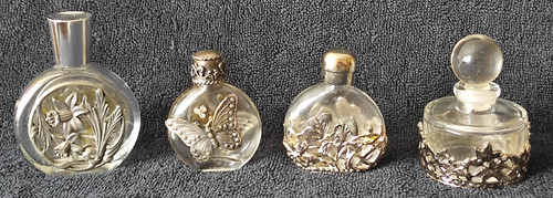Four vintage pewter glass - four,