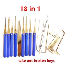 18-in-1 Locksmith Extractor Tool Set Broken Key Removal Kit with Tension Wrench