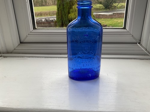 Antique blue glass bottle - antique,